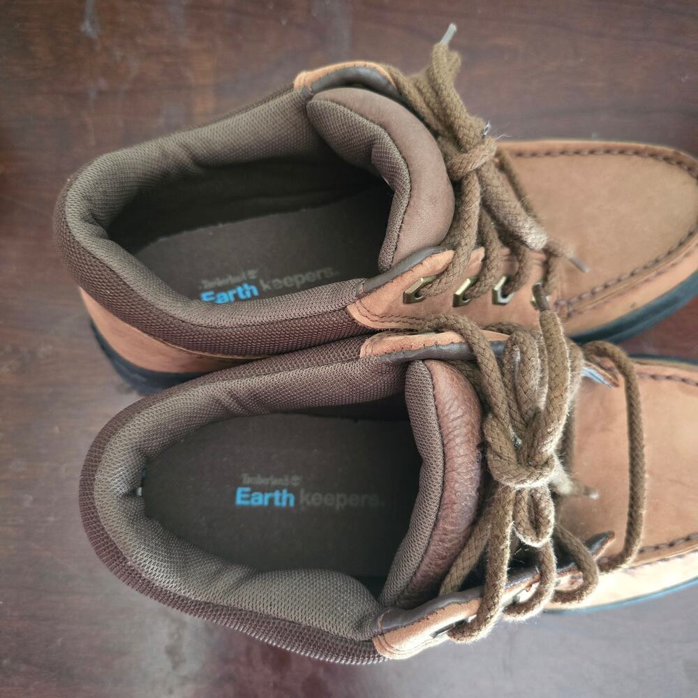 Timberland Big Boys Size 5.5 Earthkeepers Brown Leather Boots Hiking Outdoor - Picture 6 of 8
